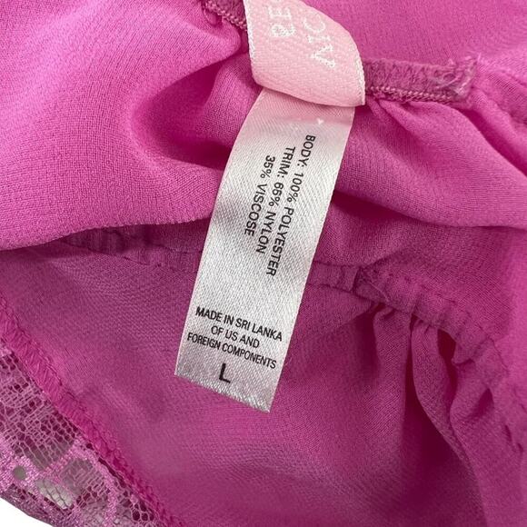 Victoria's Secret Bubble Gum Pink Babydoll Chiffon Nightie Womens Large - Picture 3 of 5